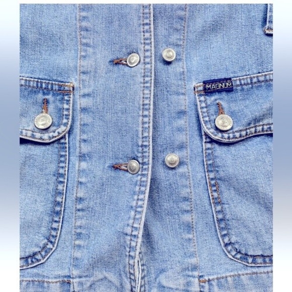 MAGNUM Blue Jeans Dept Jacket Women’s Vest Blue Size S Denim Button Front - Picture 7 of 13